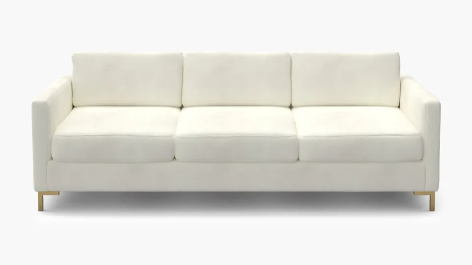 Modern Sofa, Sheepskin, Brass L Leg