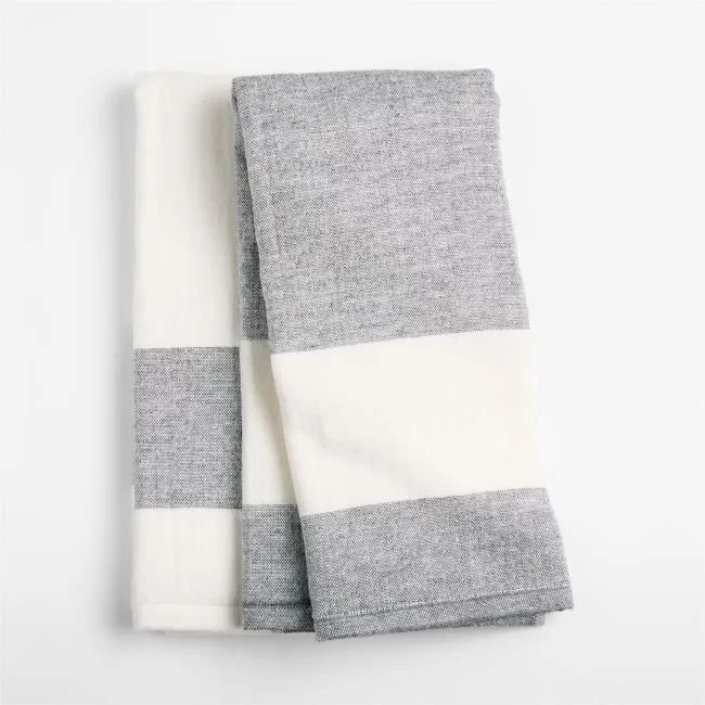 Cucina Black Organic Cotton Absorbent Terry KitchenTowels, Set of 2