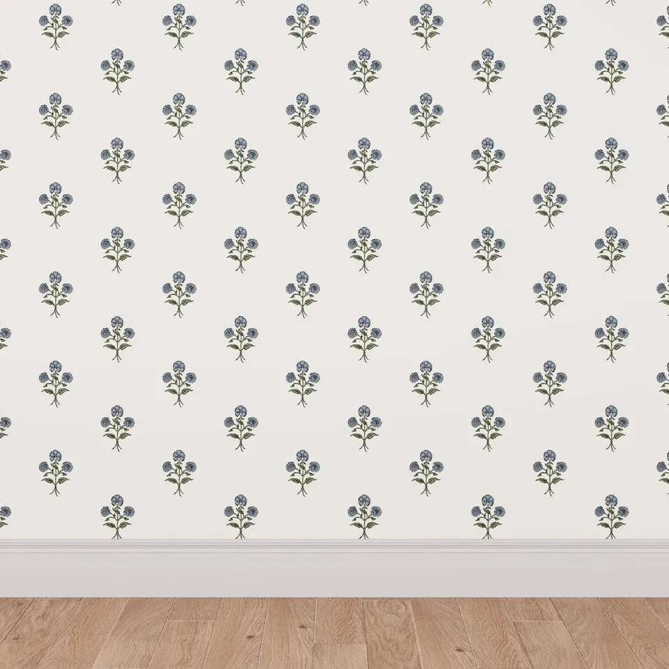 Traditional Wallpaper, Blue Delphine