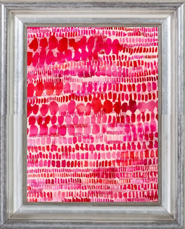 Pink and Red Watercolor Patterns Wall Art  by Paula Mills for Artfully Walls