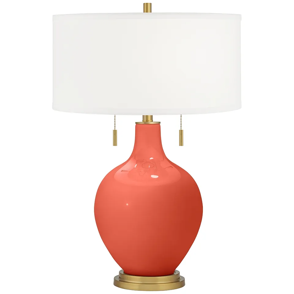 Color Plus Toby Brass 28" High Modern Koi Orange Table Lamp