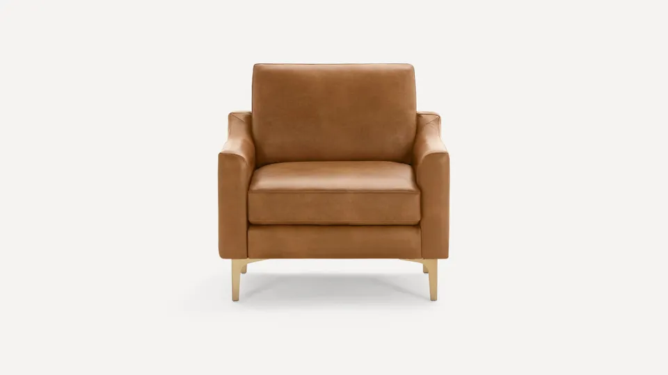 Nomad Leather Club Chair - Camel - Top Grain Leather / Brass - Metal / Slope