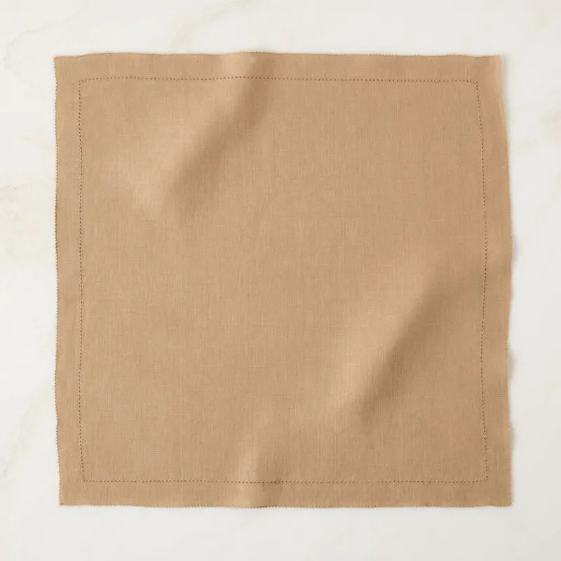 Ames Dark Natural Linen Embroidered Napkin by Todd Snyder