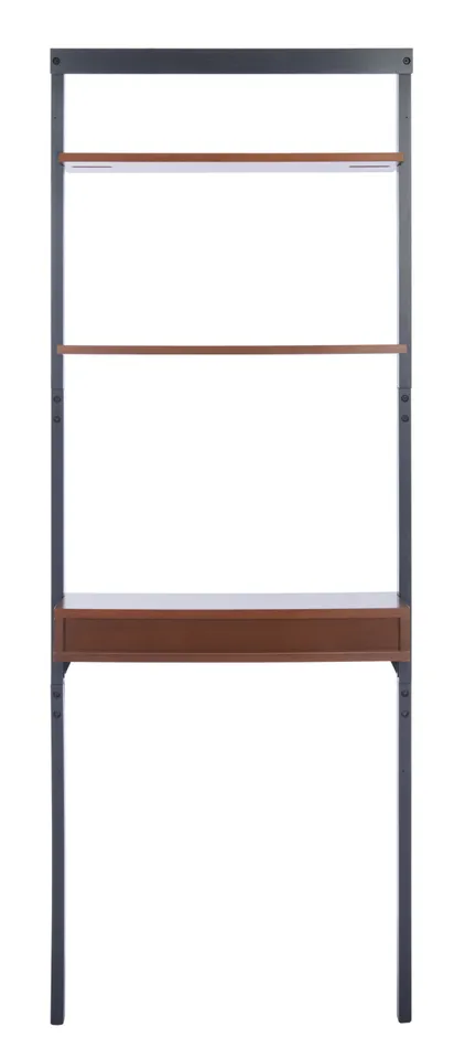 Pamella 2 Shelf Leaning Desk - Honey Brown / Charcoal