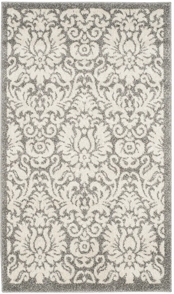 Arlo Home Indoor/Outdoor Woven Area Rug, AMT427R, Dark Grey/Beige,  2' 3" X 9'