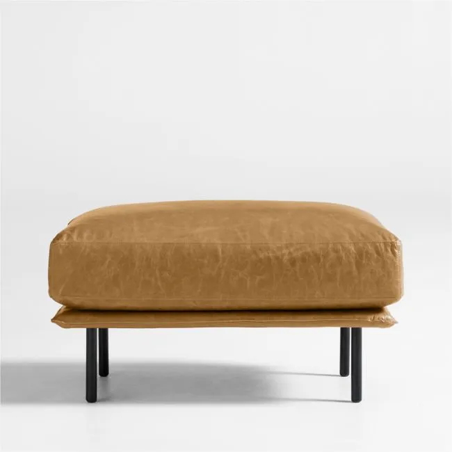 Wells 32" Leather Ottoman