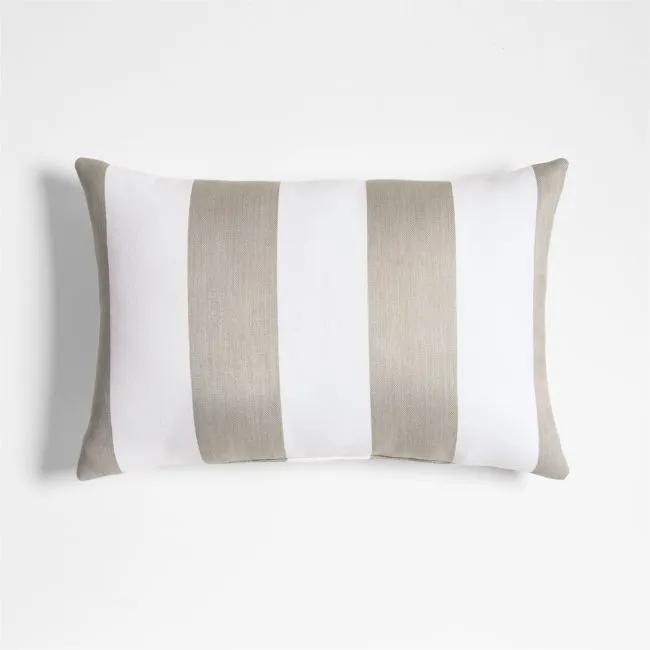 Sunbrella ® 20"x13" Cabana Flax Taupe Stripe Outdoor Throw Pillow