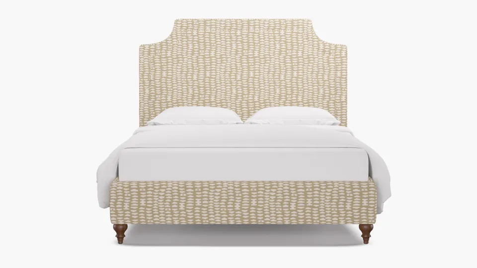 Deco Bed, Sand Odalisque, Walnut Traditional Turned Leg, Queen