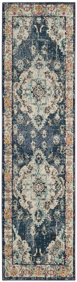 Arlo Home Woven Area Rug, MNC243N, Navy/Light Blue,  2' 2" X 14'