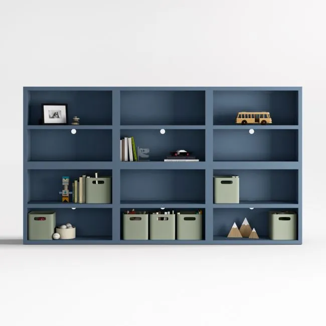 Ever Simple 108" Set of 3 Modular Slate Blue Wood Kids Open Bookcases