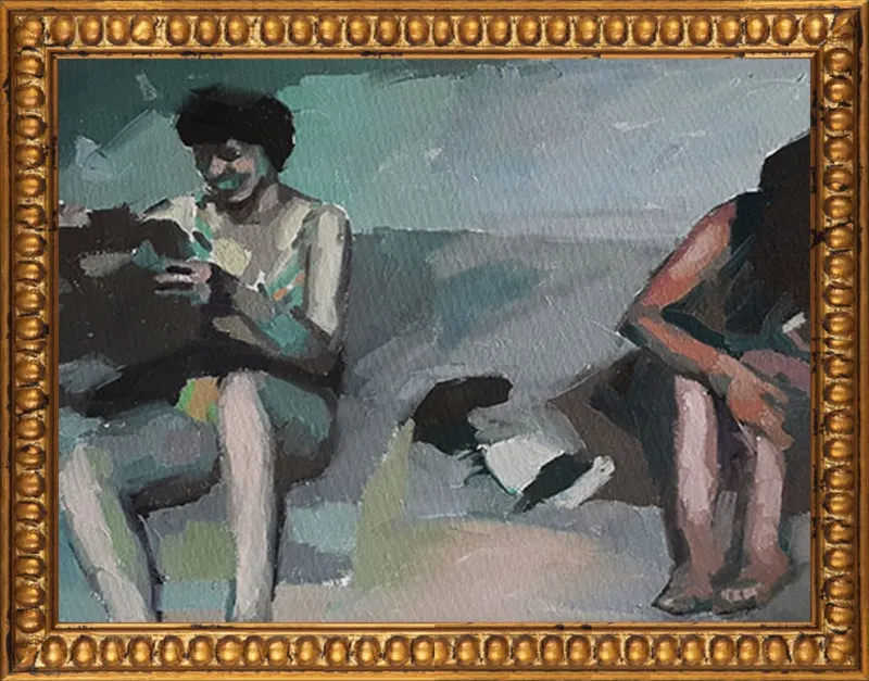 Girls at the beach by Mary Sinner for Artfully Walls