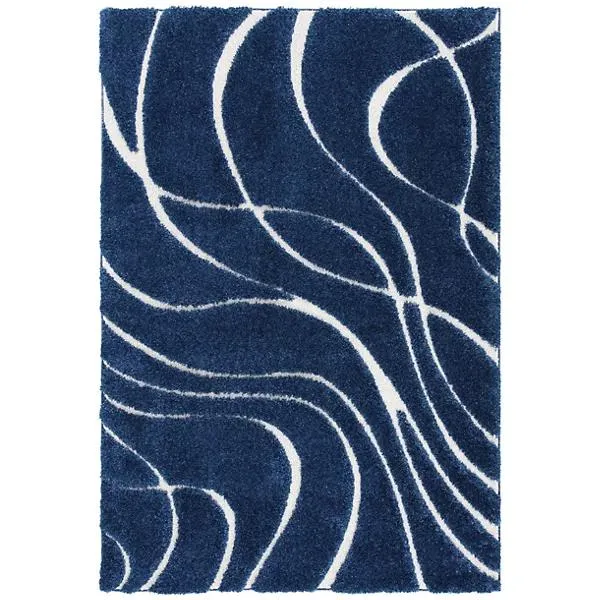 Coastal Shag Abstract Wave Area Rug