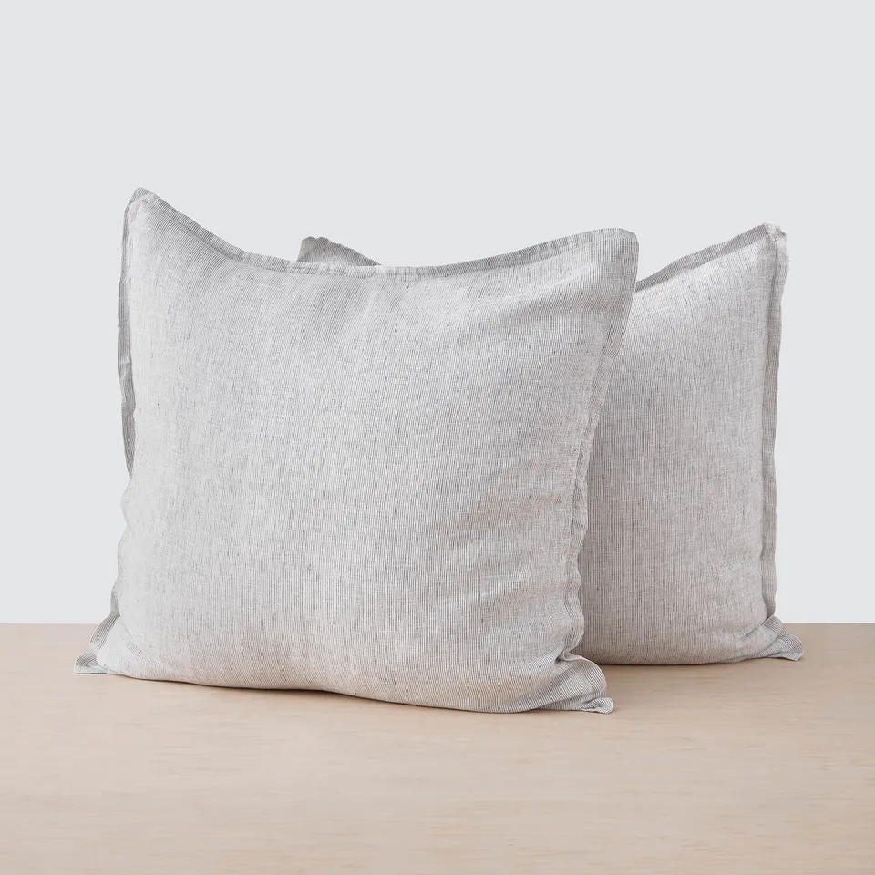 The Citizenry Stonewashed Linen Euro Shams Set of 2 | Black