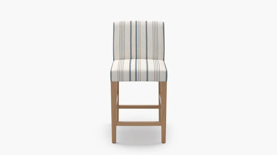 Signature Dining Counter Stool, Blue Market Stripe, Natural Square Tapered Leg