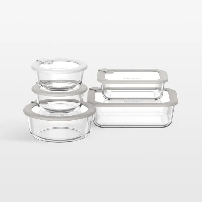 Bentgo Signature 10-Piece White Stone Multi-color Glass Food Storage Set