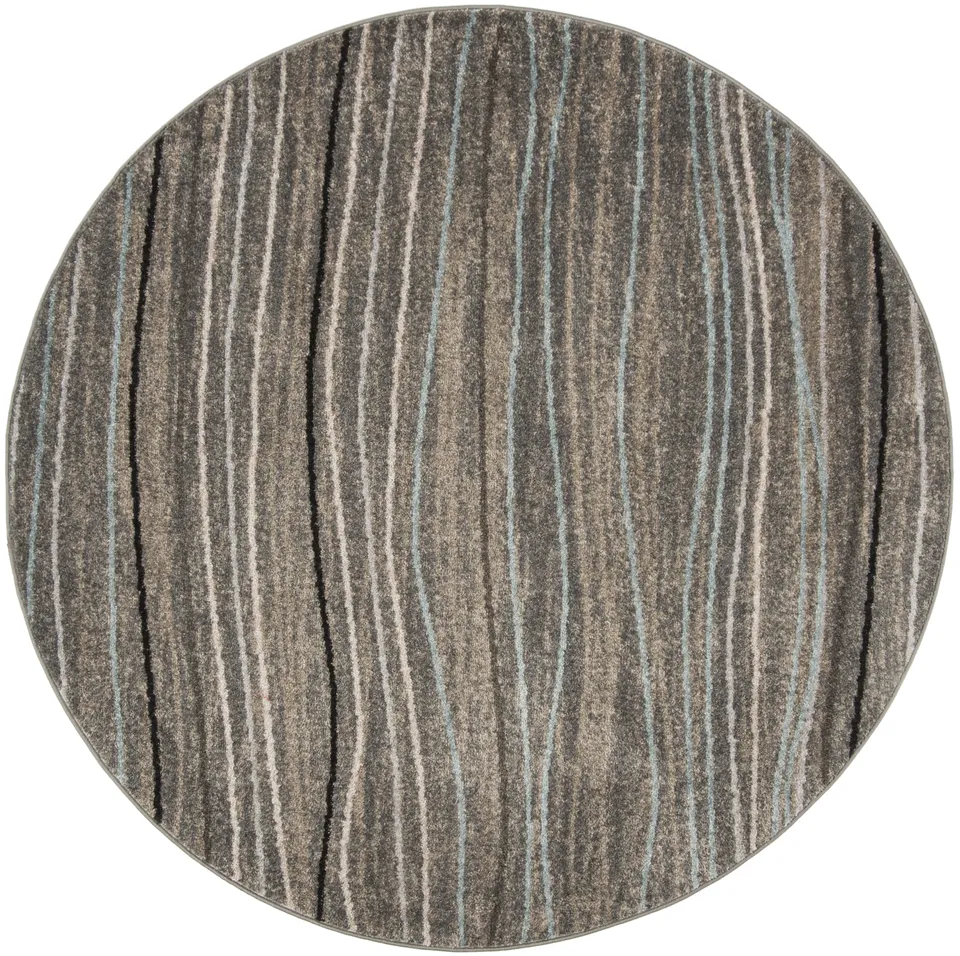 Arlo Home Woven Area Rug, AMS111G, Silver/Beige,  6' 7" X 6' 7" Round