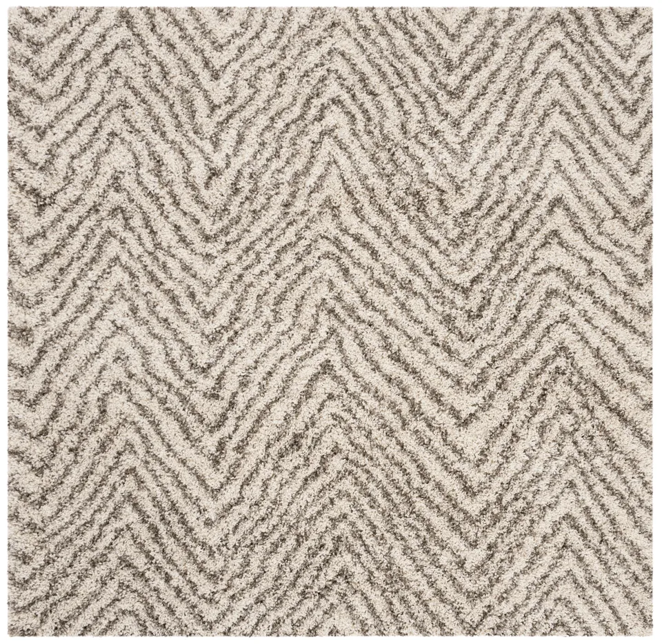 Arlo Home Woven Area Rug, SGH375A, Ivory/Grey,  5' X 5' Square