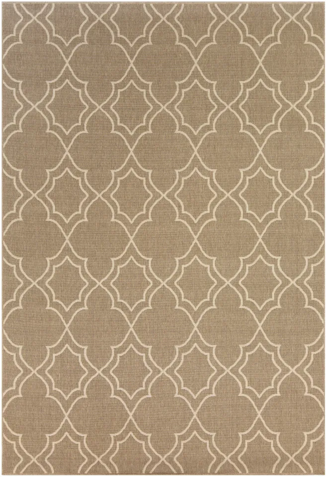 Alfresco Brown Outdoor 7'3" x 10'6" Machine Woven Rug