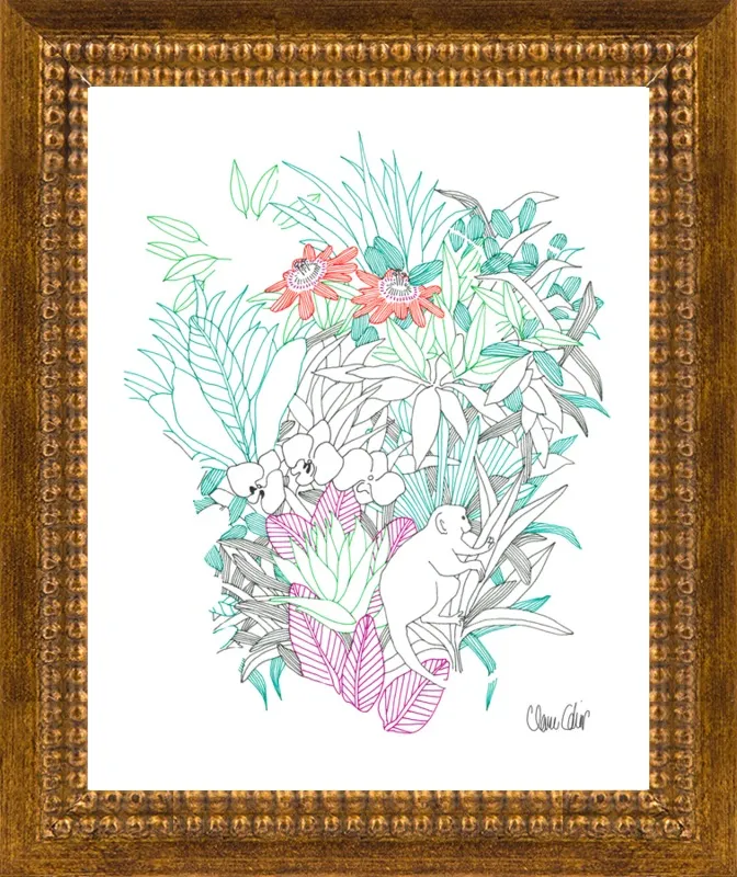 Passionflowers, orchids and the squirrel monkey  by Claire Colin for Artfully Walls