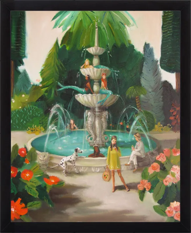 Selfie At The Mermaid Public Fountain by Janet Hill for Artfully Walls