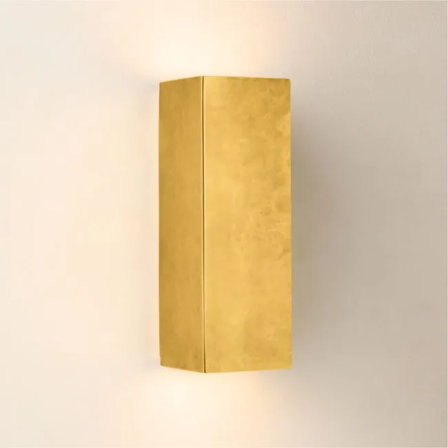 Cubelite Indoor/Outdoor Aged Brass Wall Sconce by Bill Curry 12" Set of 2