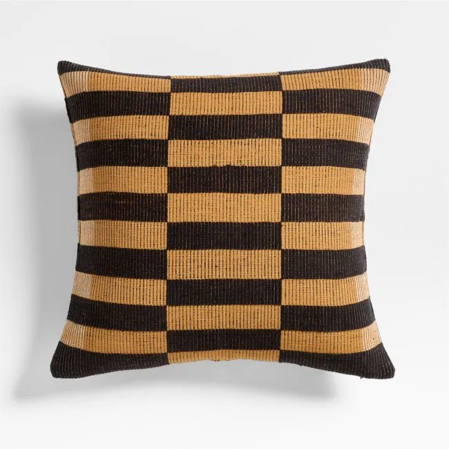 Bole Road Cape Town Ethiopian Cotton 20"x20"Beige Throw Pillow with Microfiber Insert