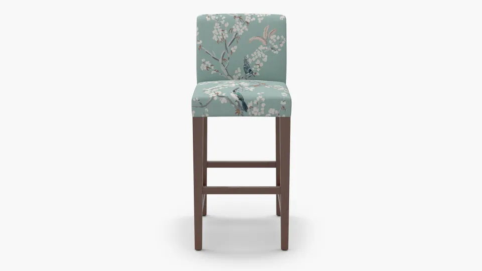 Signature Dining Bar Stool, Mint Cherry Blossom, Walnut Square Tapered Leg