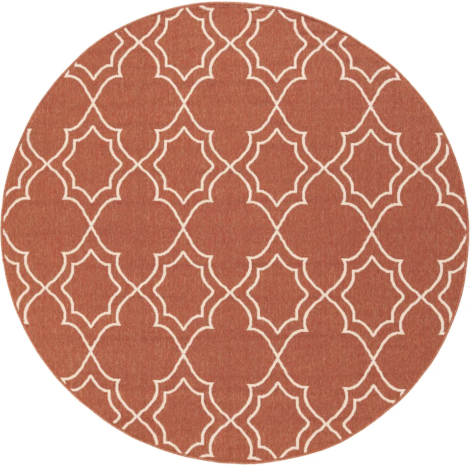 Alfresco Red Outdoor 5'3" x 5'3" Machine Woven Rug