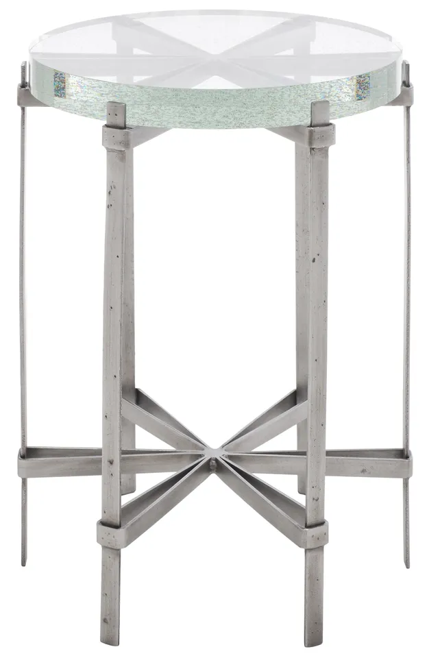 Evyanna Round Bubble Glass Table - Silver/Clear