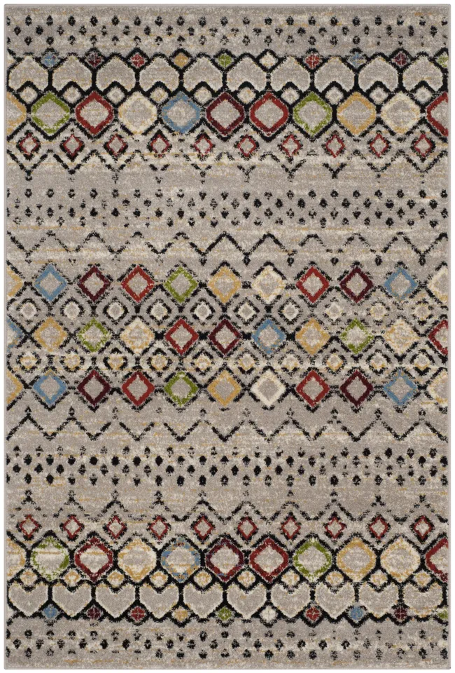 Arlo Home Woven Area Rug, AMS108G, Light Grey/Multi,  4' X 6'