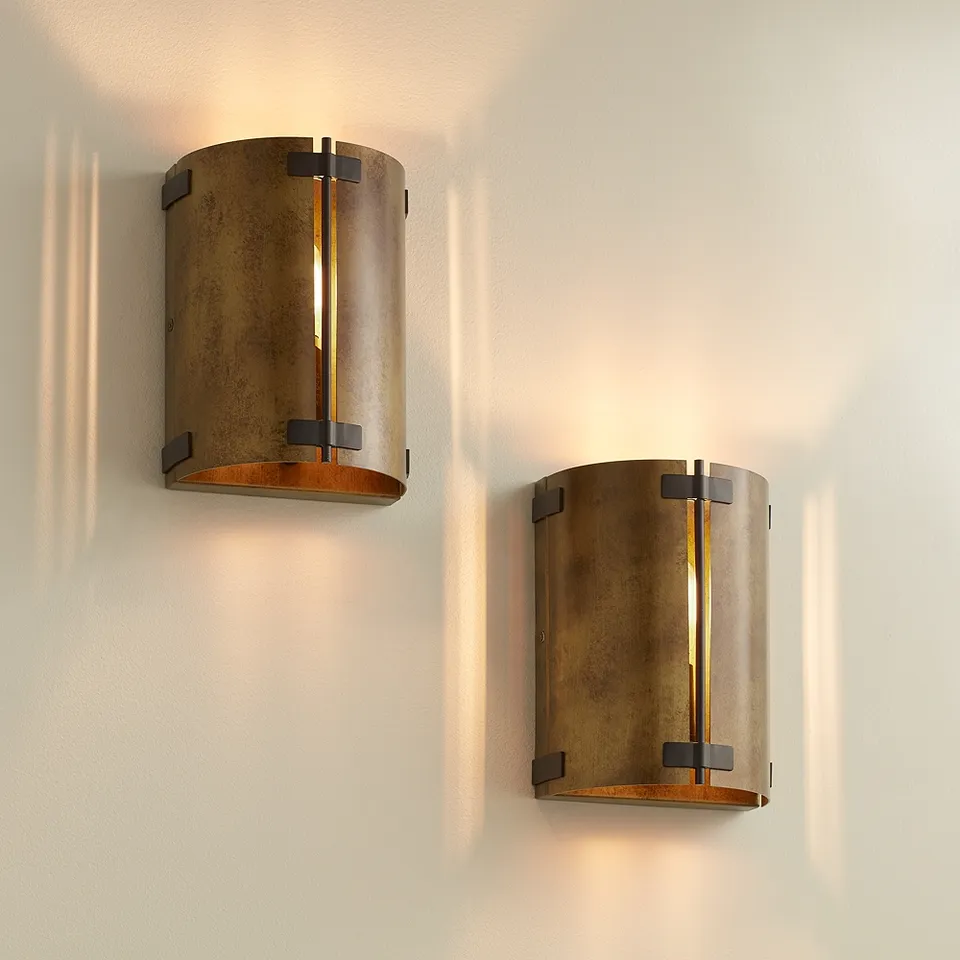Possini Euro Julian 8 1/4"H Rustic Bronze Metal Wall Sconce Set of 2