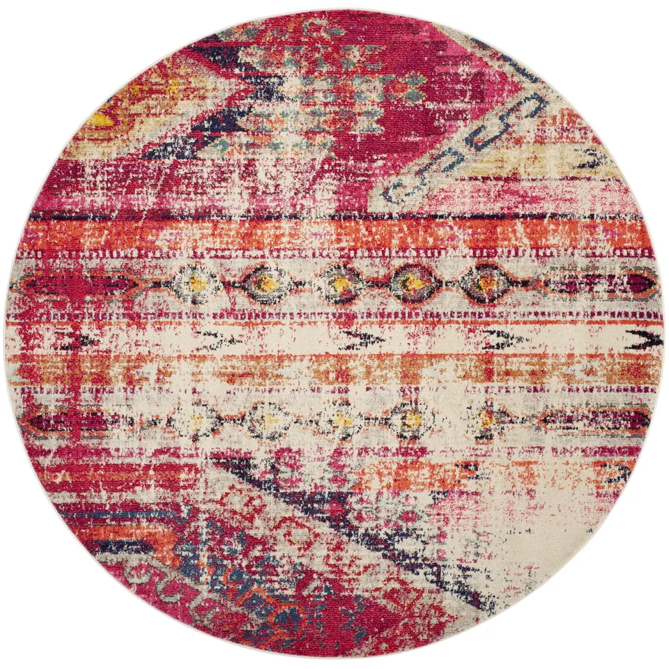 Arlo Home Woven Area Rug, MNC222D, Magenta/Multi,  5' X 5' Round