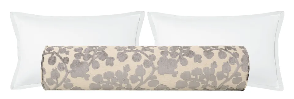 THE BOLSTER :: BLOSSOM CUT VELVET // CHROME - QUEEN // 9" X 36"