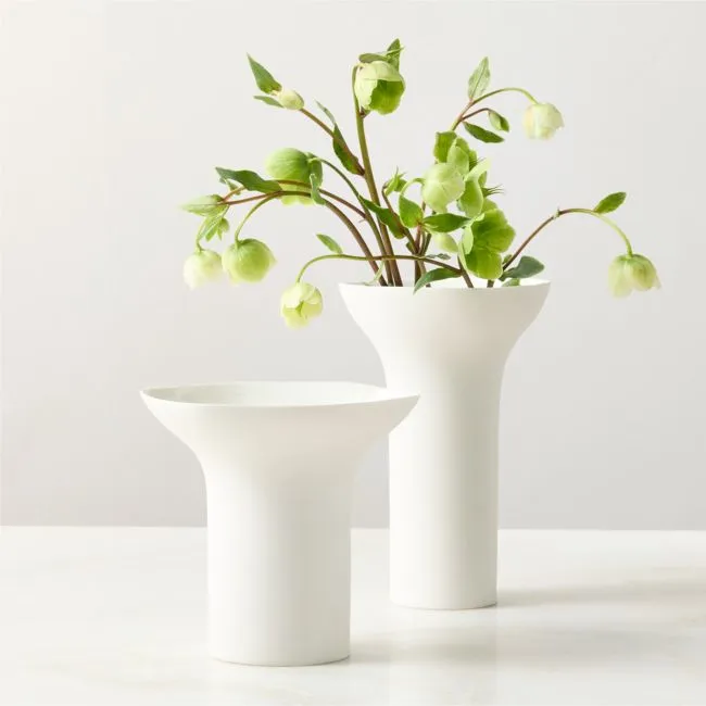 Flora White Porcelain Vases Set of 2