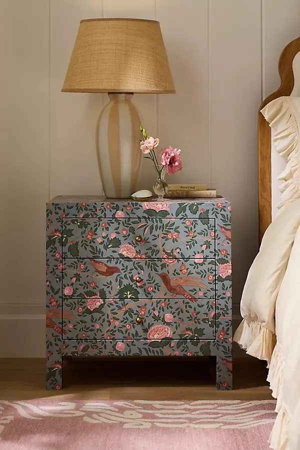 Hale Canvas Printed 3 Drawer Nightstand