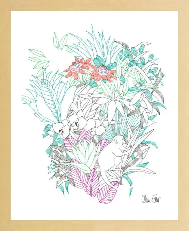 Passionflowers, orchids and the squirrel monkey  by Claire Colin for Artfully Walls