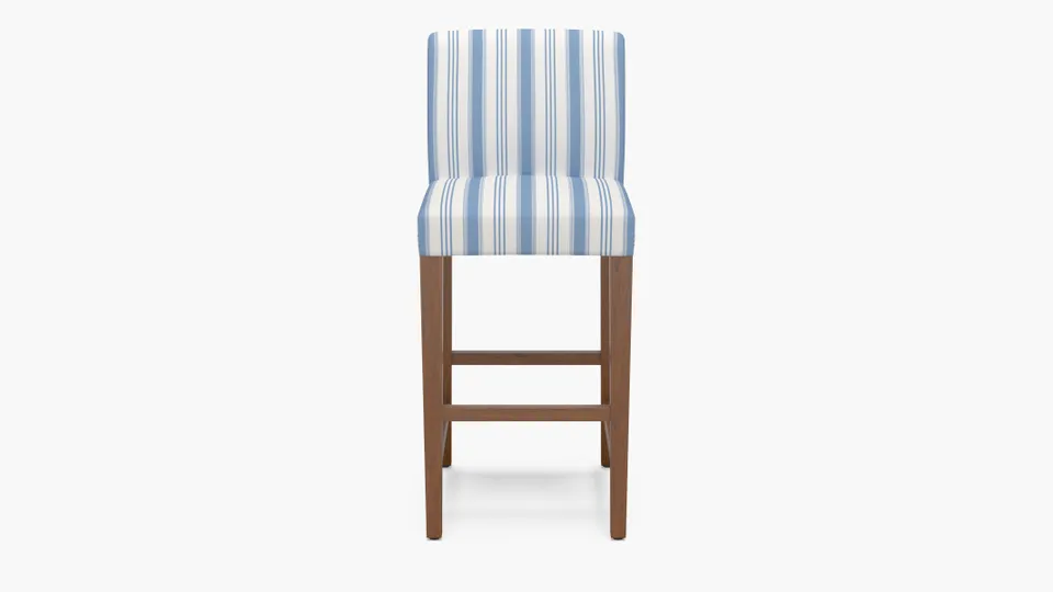 Signature Dining Bar Stool, Cornflower Regency Stripe, Walnut Square Tapered Leg