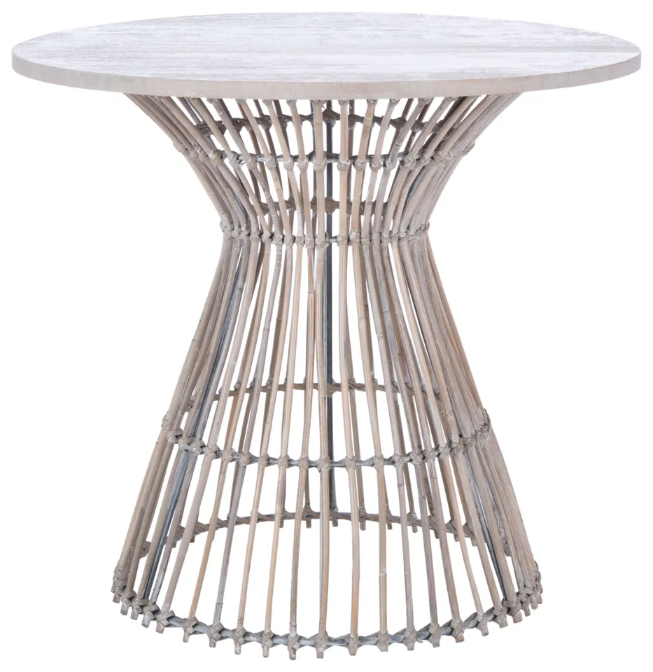 Whent Round Accent Table - Gray White Wash / Black