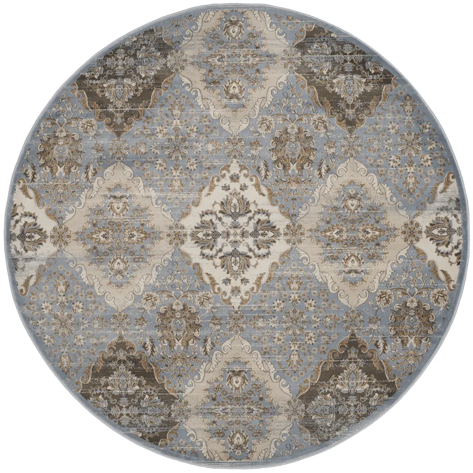 Arlo Home Woven Area Rug, VTG572L, Light Blue/Ivory,  6' 7" X 6' 7" Round