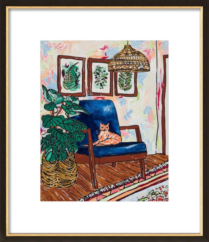 Ginger Cat in Mid Century Chair by Lara Lee Meintjes for Artfully Walls