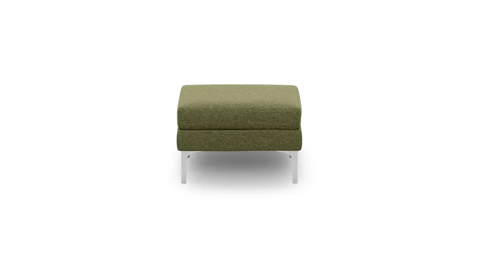 Nomad Ottoman - Moss Green - Performance Basketweave / Chrome - Metal