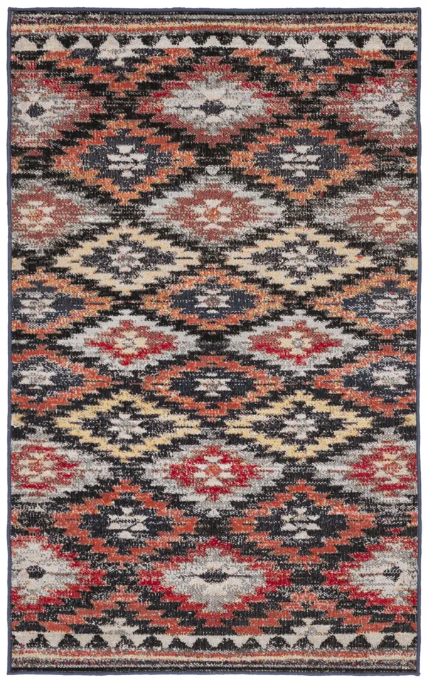 Arlo Home Indoor/Outdoor Woven Area Rug, MTG246P, Rust/Multi,  4' X 6'