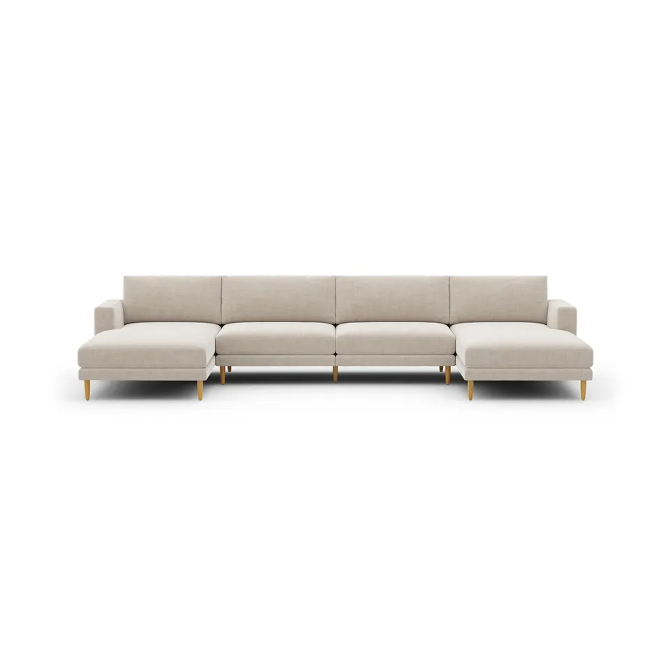 Ember Double Chaise Sectional - 147" / Georgia Clay - Performance Chenille / Oak - Wood