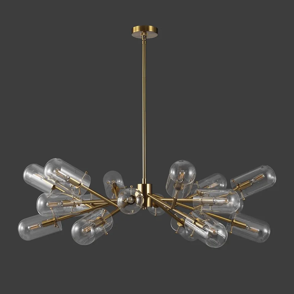 Tessalyn Glass & Metal Chandelier - Gold / Clear - Safavieh