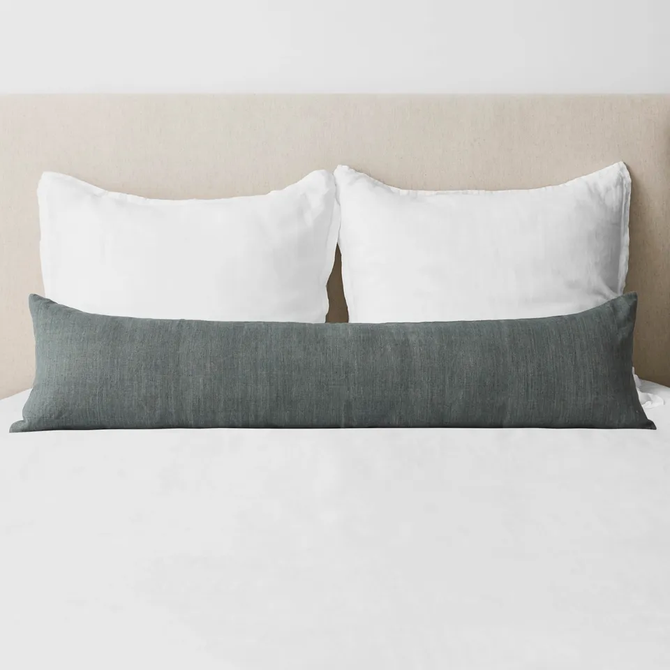The Citizenry Prisha Linen Lumbar Pillow | 14" x 54" | Light