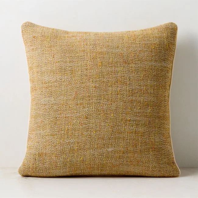 Strada Dull Gold Tweed Italian Wool Throw Pillow Cover 20"x20"