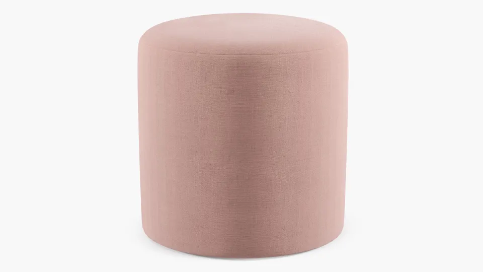 Drum Ottoman, Blush Everyday Linen
