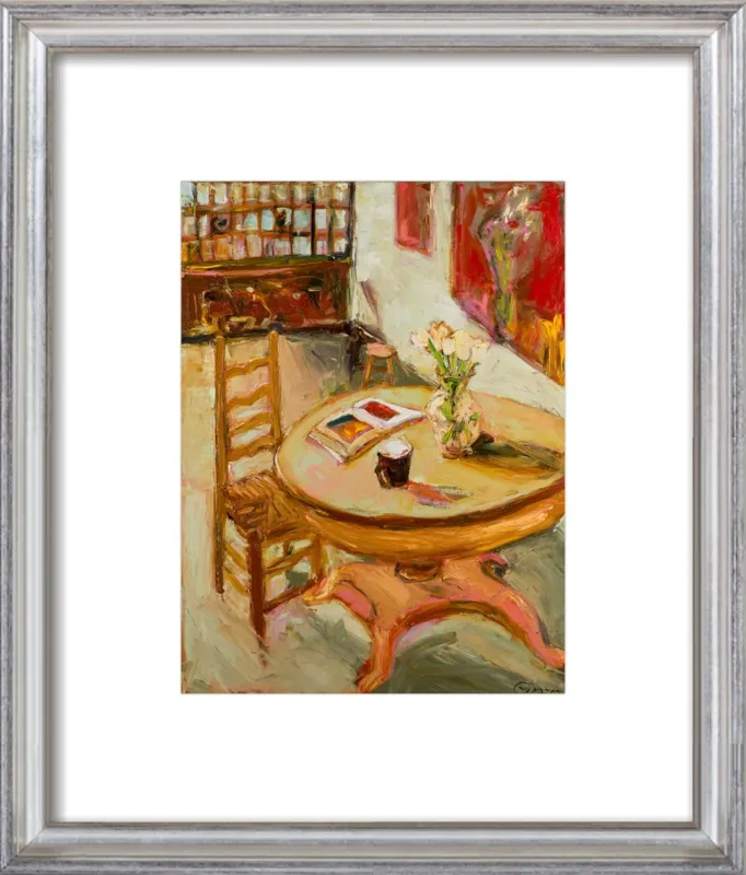 Still Life with open book on table by Ana Guzman for Artfully Walls