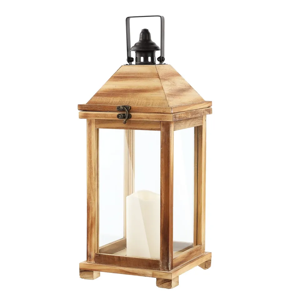 Elida 18.25" Outdoor Lantern - Light Brown