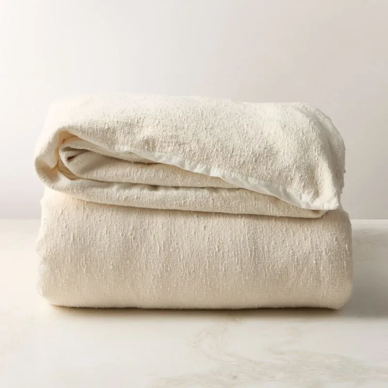 Lara Organic Cotton Warm White Boucle King Duvet Cover